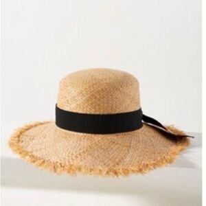 Anthropologie Lucky Zone Straw Boater Hat